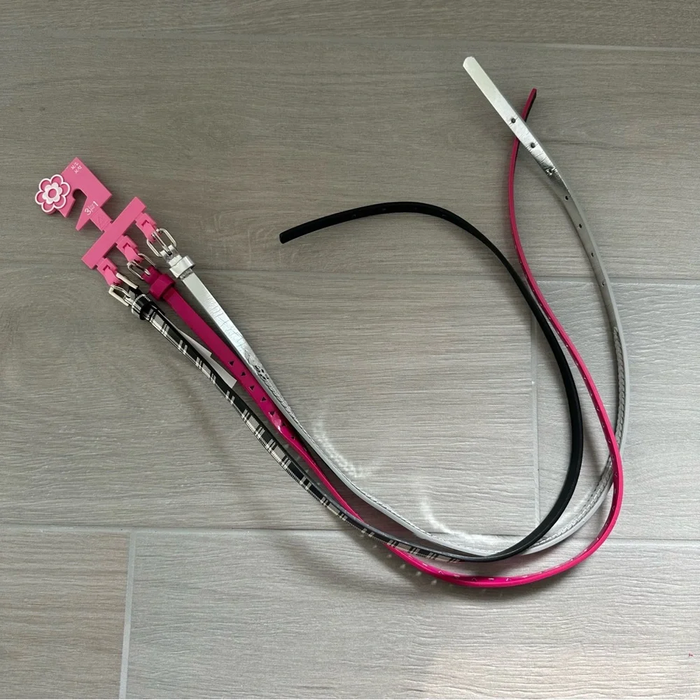 Stylish Pink and Silver Women's Belt Set